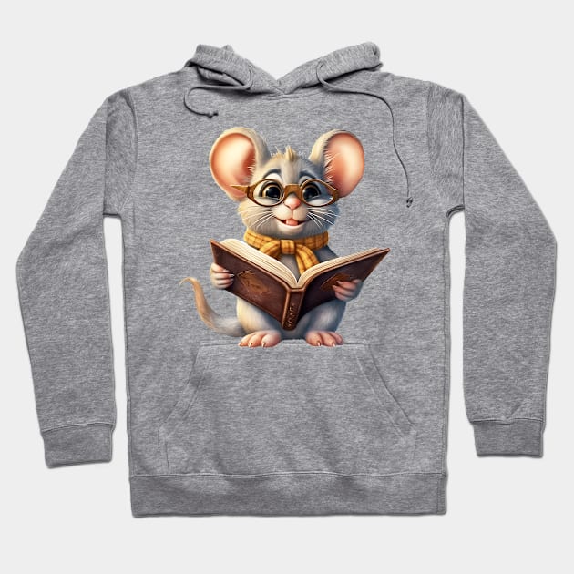 Mouse with Book Hoodie by Chromatic Fusion Studio